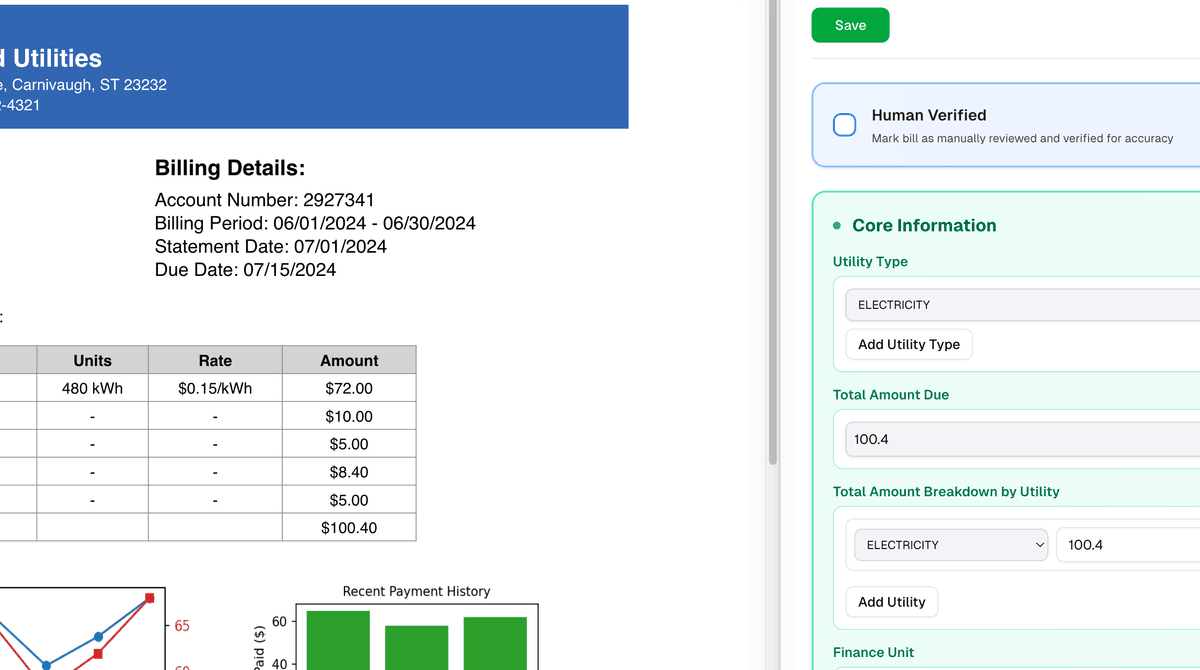 OCR data extraction interface