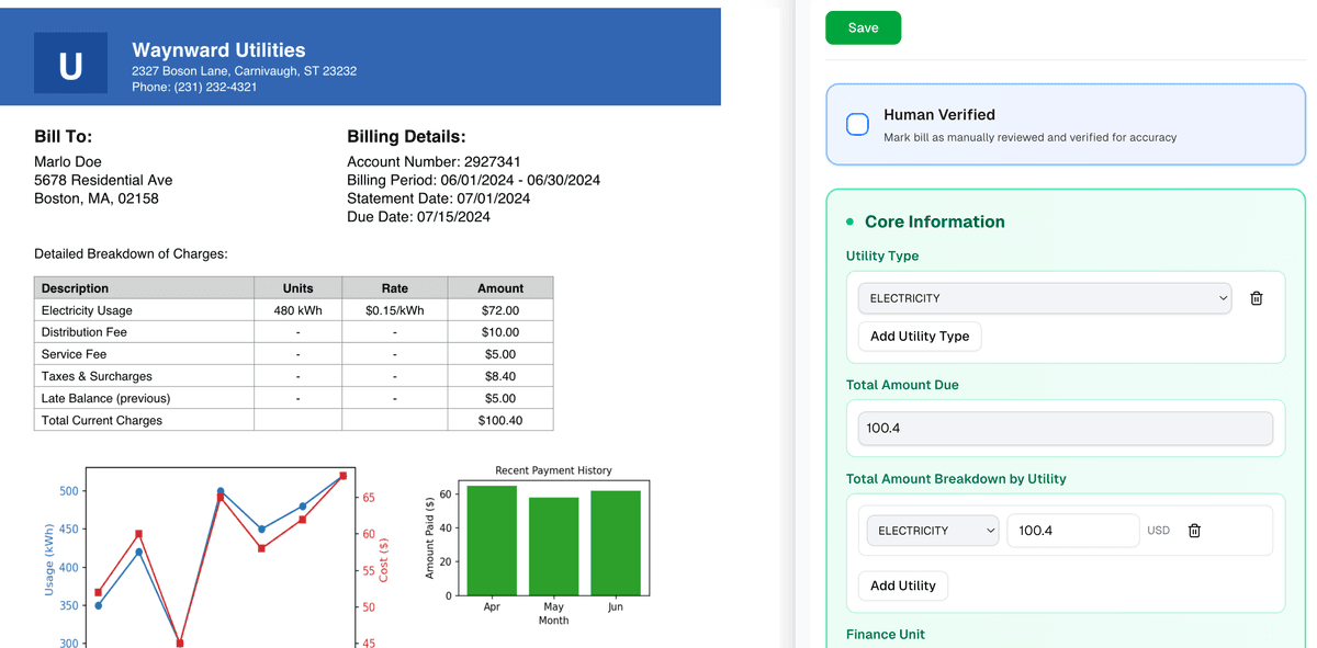 BillGauge bill verification editor interface