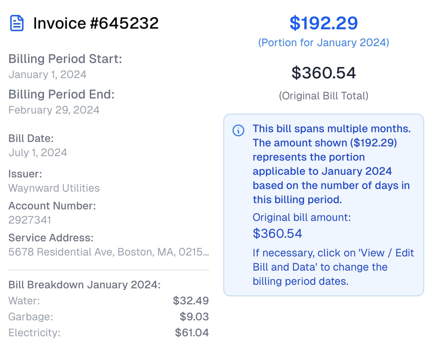 Advanced Utility Bill Processing