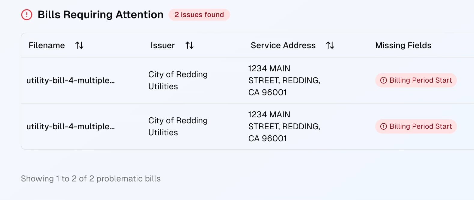 Audit Problematic Bills Viewer