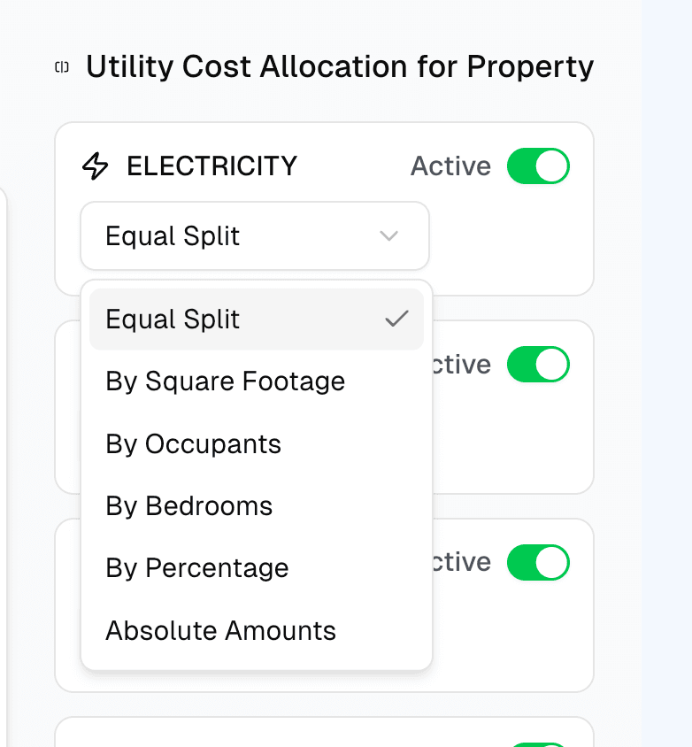 Split rules editor showing custom allocation formulas