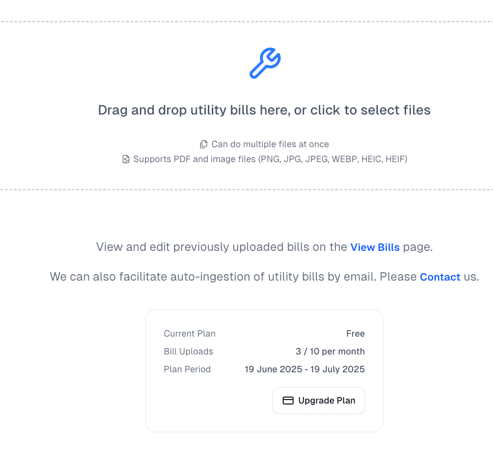 BillGauge bulk upload interface